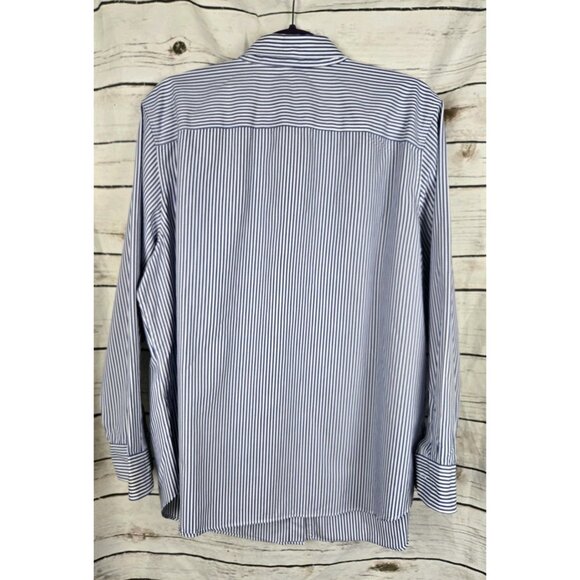 Ralph Lauren 2X Womens Shirt Blue White Striped Monogram Button Up - Picture 3 of 6